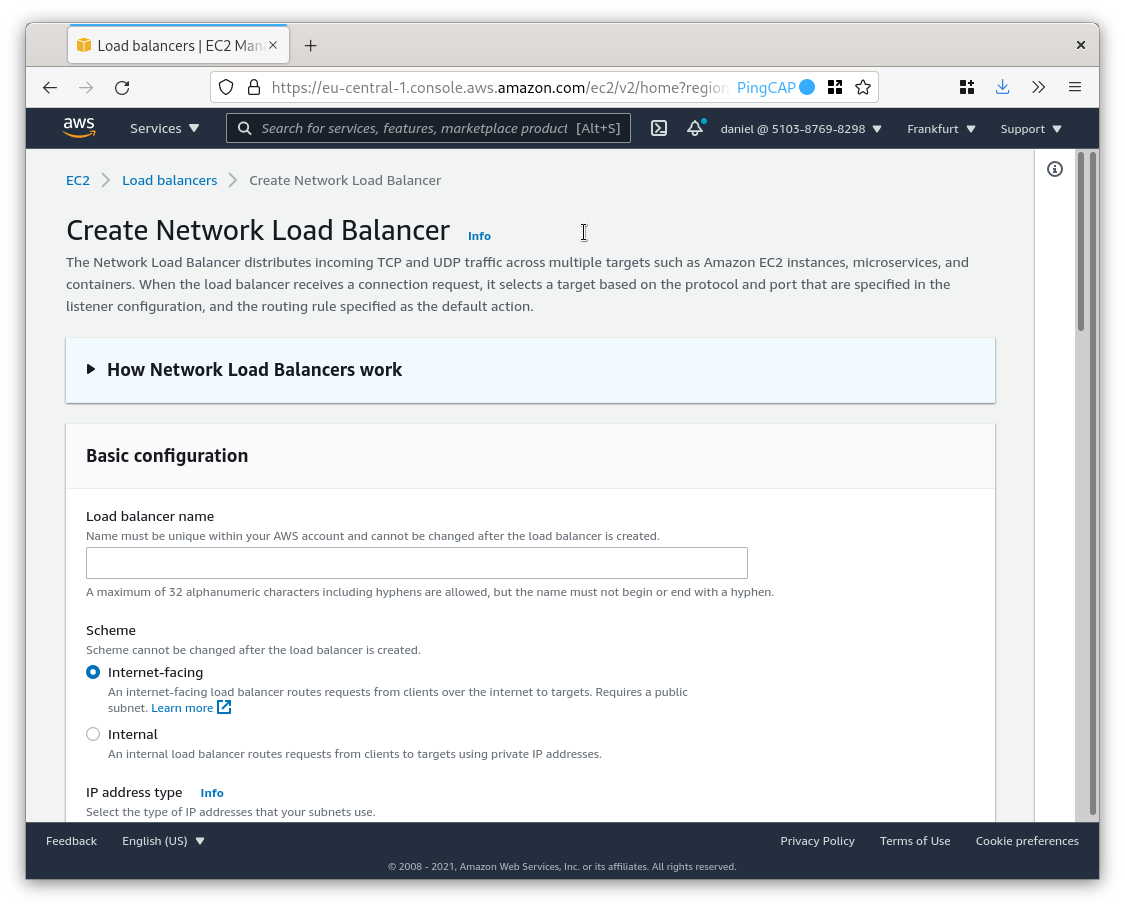 AWS EC2 Create Network Load Balancer